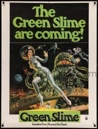 2j172 GREEN SLIME 30x40 '69 classic cheesy sci-fi movie, wonderful art of sexy astronaut & monster!