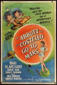2j149 ABBOTT & COSTELLO GO TO MARS style Y 40x60 '53 art of astronauts Bud & Lou in outer space!
