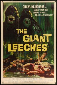 2j158 GIANT LEECHES 40x60 '59 rising from the depths of Hell to kill and conquer, great art!