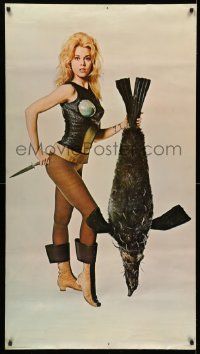 2j143 BARBARELLA 29x53 commercial poster '68 sexy Fonda & penguish, recalled for legal problems!