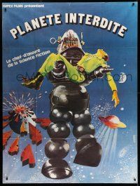 2j192 FORBIDDEN PLANET French 1p R70s different art of Robby the Robot carrying Jack Kelly!