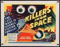 2j082 KILLERS FROM SPACE linen 1/2sh '54 great full-color image, much better than 1-sheet!