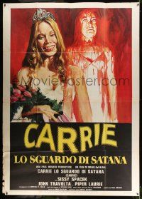 2j202 CARRIE Italian 2p '77 Stephen King, Ciriello art of Sissy Spacek during & after the prom!