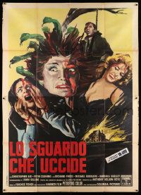 2j210 GORGON Italian 2p '64 Hammer horror, cool different art of female monster & its victims!