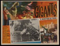 2j311 GIGANTIS THE FIRE MONSTER Mexican LC '59 border art AND inset of Godzilla battling Angurus!