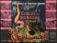 2j253 CIRCUS OF HORRORS pressbook '60 outrageous horror art of sexy trapeze girl hanging by neck!