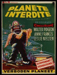 2k274 FORBIDDEN PLANET LAMINATED Belgian '56 great artwork of Robby the Robot carrying Anne Francis!