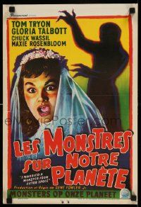 2k278 I MARRIED A MONSTER FROM OUTER SPACE Belgian '58 art of Gloria Talbott & monster shadow!