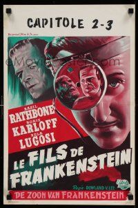 2k285 SON OF FRANKENSTEIN Belgian R50s art of monster Boris Karloff, Bela Lugosi & Rathbone!