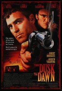 2k154 FROM DUSK TILL DAWN 1sh '95 close image of George Clooney & Quentin Tarantino, vampires!