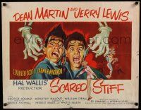 2k041 SCARED STIFF 1/2sh '53 wacky artwork of terrified Dean Martin & Jerry Lewis!