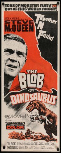 2k055 BLOB/DINOSAURUS insert '64 great close up of Steve McQueen, plus art of T-Rex w/girl!