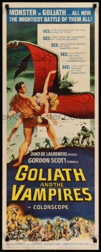 2k069 GOLIATH & THE VAMPIRES insert '64 Maciste Contro il Vampiro, cool fantasy horror art!