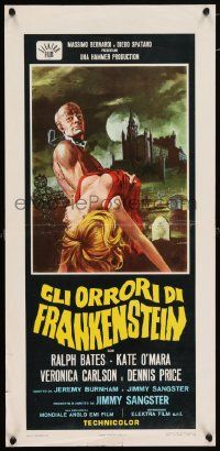 2k254 HORROR OF FRANKENSTEIN Italian locandina '72 Hammer, Crovato art of monster & sexy girl!