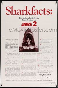 2k178 JAWS 2 1sh '78 art of giant shark attacking girl on water by Feck + cool shark facts!