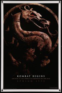 2k185 MORTAL KOMBAT style A teaser 1sh '95 Christopher Lambert, cool image of dragon logo!