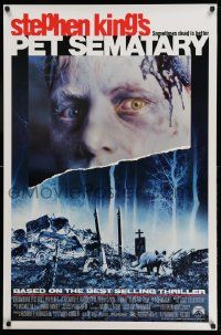 2k190 PET SEMATARY 1sh '89 Stephen King's best selling thriller, cool graveyard image!