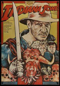 2k233 INDIANA JONES & THE TEMPLE OF DOOM Polish 26x37 '85 cool different art by Witold Dybowski!