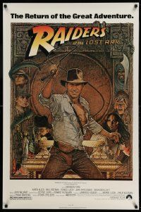 2k193 RAIDERS OF THE LOST ARK 1sh R80s great art of adventurer Harrison Ford by Richard Amsel!