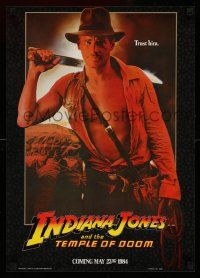 2k110 INDIANA JONES & THE TEMPLE OF DOOM 17x24 special '84 art of Harrison Ford, trust him!