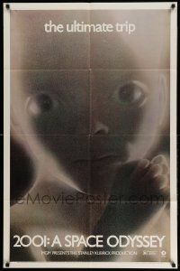 2m469 2001: A SPACE ODYSSEY 1sh R74 Stanley Kubrick, image of star child, thin border design!