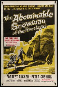 2m474 ABOMINABLE SNOWMAN OF THE HIMALAYAS 1sh '57 Peter Cushing, the dreaded man-beast of Tibet!