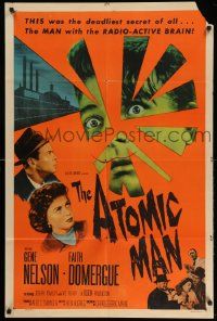 2m487 ATOMIC MAN 1sh '56 wacky image of the man they called the Human Bomb, plus Faith Domergue!