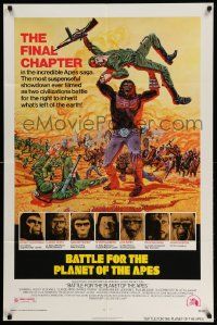 2m498 BATTLE FOR THE PLANET OF THE APES 1sh '73 great sci-fi artwork of war between apes & humans!