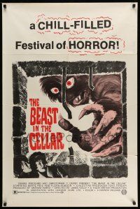 2m500 BEAST IN THE CELLAR 1sh '71 wacky monster art, a chill-filled festival of horror!
