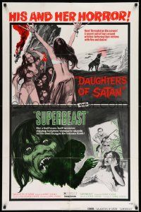 2m561 DAUGHTERS OF SATAN/SUPERBEAST 1sh '72 horror double-bill, his & her horror!