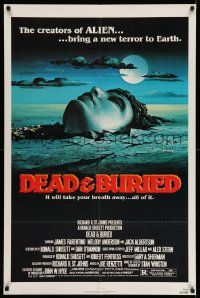 2m570 DEAD & BURIED 1sh '81 really cool horror art of person buried up to the neck by Campanile!