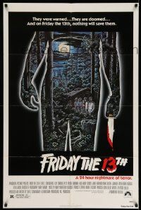 2m616 FRIDAY THE 13th 1sh '80 great Alex Ebel art, slasher classic, 24 hours of terror!