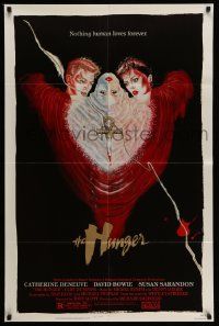 2m646 HUNGER 1sh '83 art of vampire Catherine Deneuve, rocker David Bowie & Susan Sarandon!