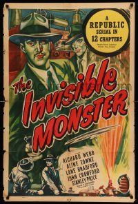 2m657 INVISIBLE MONSTER 1sh '50 Republic serial, madman master crook murders for millions!