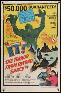 2m661 IT! THE TERROR FROM BEYOND SPACE 1sh '58 $50,000 guaranteed if you can prove IT!