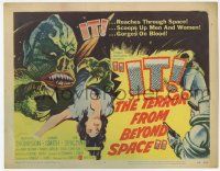 2m244 IT! THE TERROR FROM BEYOND SPACE TC '58 great artwork of wacky monster with victim!