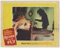 2m355 RETURN OF THE FLY LC #8 '59 fantastic image of insect monster about to attack girl in bed!