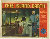 2m379 THIS ISLAND EARTH LC #6 '55 Rex Reason & Faith Domergue on spaceship with alien Jeff Morrow!