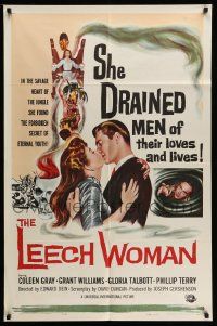 2m679 LEECH WOMAN 1sh '60 deadly female vampire drained love & life from every man she trapped!