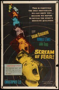 2m764 SCREAM OF FEAR 1sh '61 Hammer, classic terrified Susan Strasberg horror image!