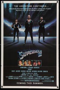 2m785 SUPERMAN II teaser 1sh '81 Christopher Reeve, Terence Stamp, great image of villains!