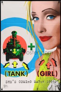 2m787 TANK GIRL teaser 1sh '95 Lori Petty, based on the comic strip, cool blacklight design!