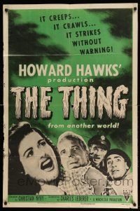2m794 THING style A 1sh R54 Howard Hawks classic horror, strikes without warning from another world!