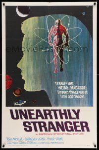 2m810 UNEARTHLY STRANGER 1sh '64 cool art of weird macabre unseen thing out of time & space!