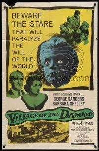 2m815 VILLAGE OF THE DAMNED 1sh '60 beware the stare that will paralyze the will of the world!