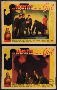 2m425 MONSTER & THE GIRL 7 LCs '41 brain of brother of abused girl transplanted into gorilla!