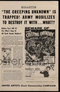 2m101 CREEPING UNKNOWN pressbook '56 Hammer horror, wacky monster, Val Guest's Quatermass Xperiment