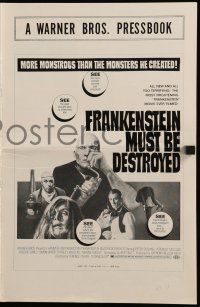 2m115 FRANKENSTEIN MUST BE DESTROYED pressbook '70 Cushing is more monstrous than his monster!