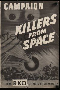 2m140 KILLERS FROM SPACE pressbook '54 bulb-eyed men invade Earth from flying saucers, cool art!