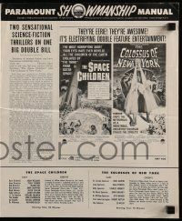 2m173 SPACE CHILDREN/COLOSSUS OF NEW YORK pressbook '58 electrifying double feature or horror!